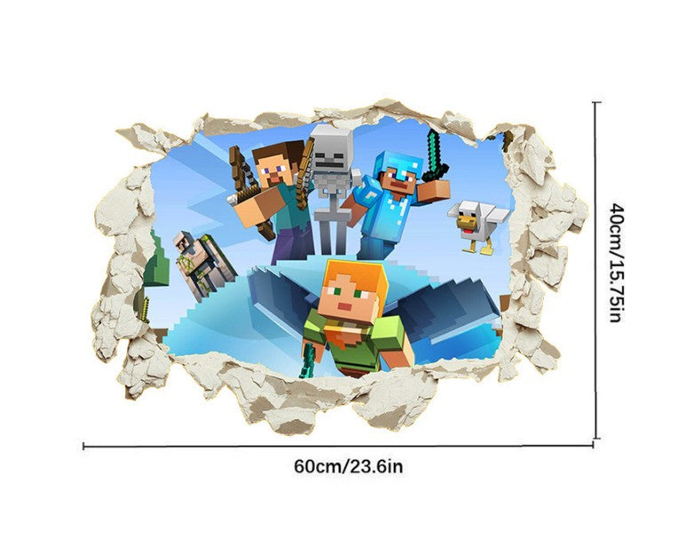 3D Gaming Wall Art Stickers MINE Home Decor Decals PVC Kids Room Game Poster K