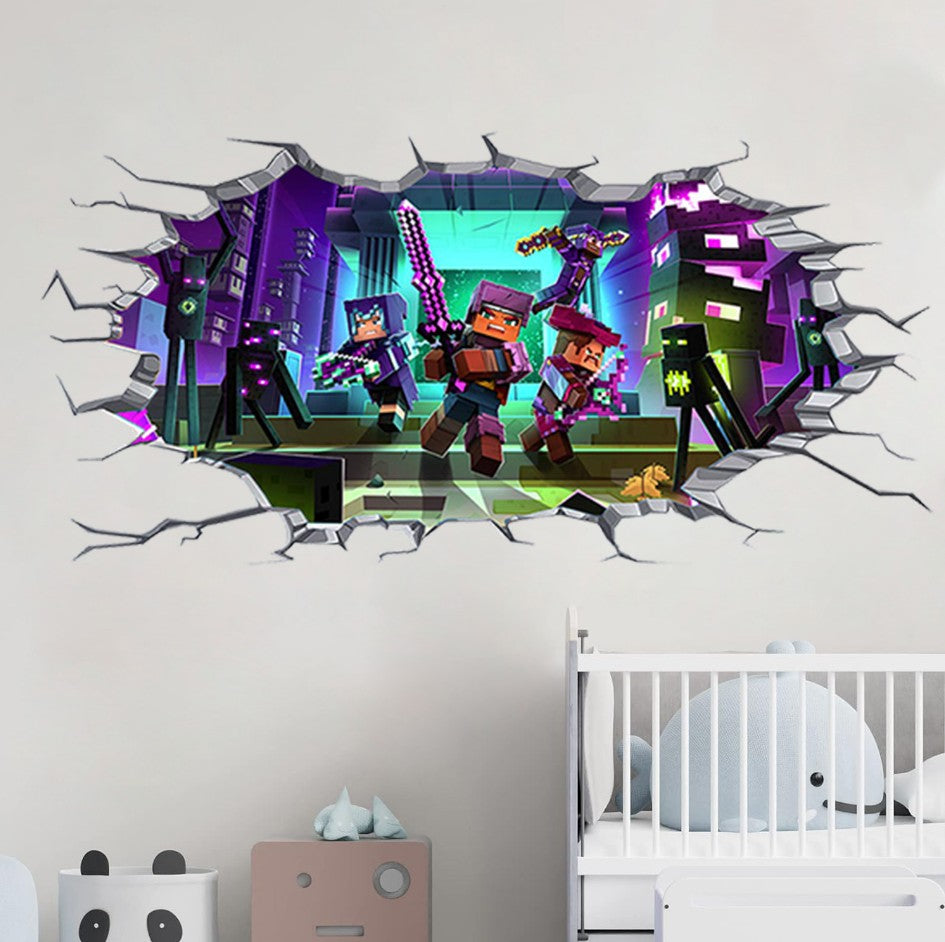 3D Gaming Wall Art Stickers MINE Home Decor Decals PVC Kids Room Game Poster M