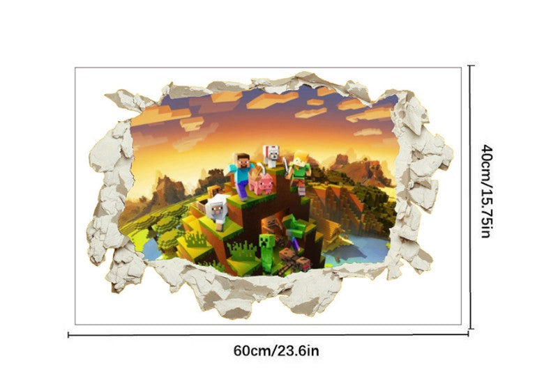 3D Gaming Wall Art Stickers MINE Home Decor Decals PVC Kids Room Game Poster O