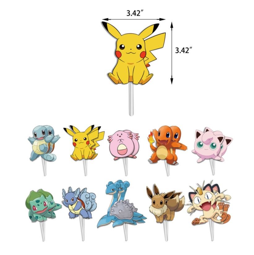 20PCS Cake Topper Set Cartoon Pokemon Pikachu Birthday Set Party Decoration - Go2buy Australia