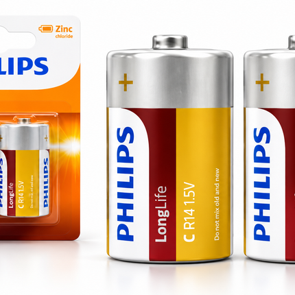 Philips LongLife Size Zinc Carbon C Batteries 1.5V R14 – 2 Pack