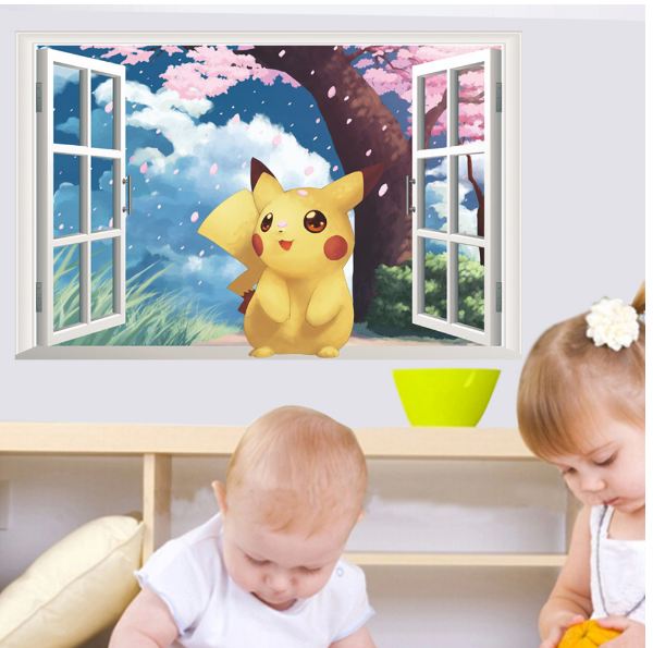 3D Pokemon Pikachu Wall Art Sticker Removable Kids Nursery Boy Vinyl Decal Decor