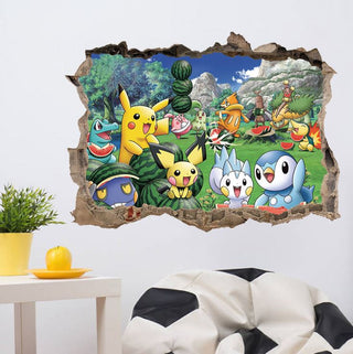 3D Pokemon Pikachu Wall Art Sticker Removable Kids Nursery Boy Vinyl Decal Decor