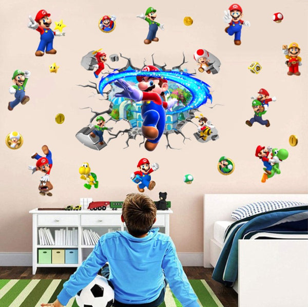 DIY Wall Stickers Removable Super Mario Game Kids Mural Room Decal Gift Vinyl