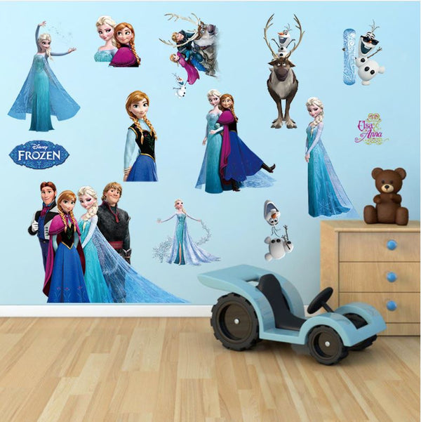 Disney Cartoon Frozen Elsa Anna Wall Stickers Removable Kid Girl Room Decor