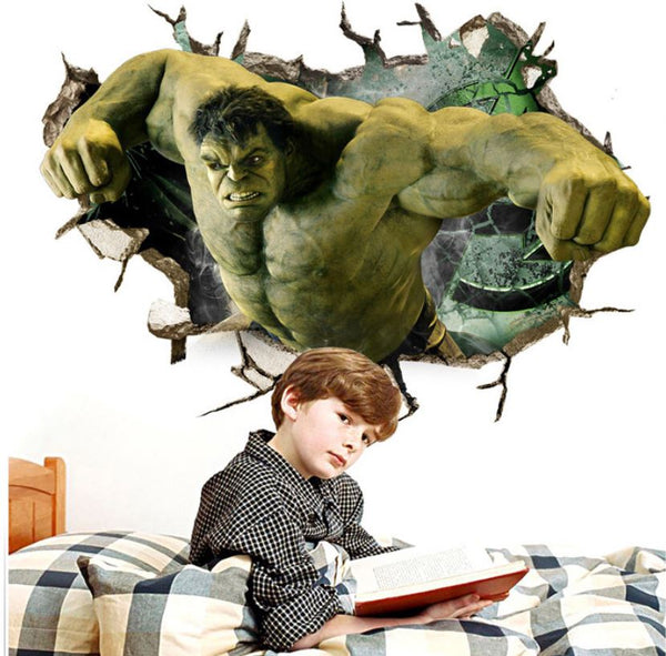 3D Wall Stickers Removable The Avengers Hulk Broken Wall Kid Boy Room