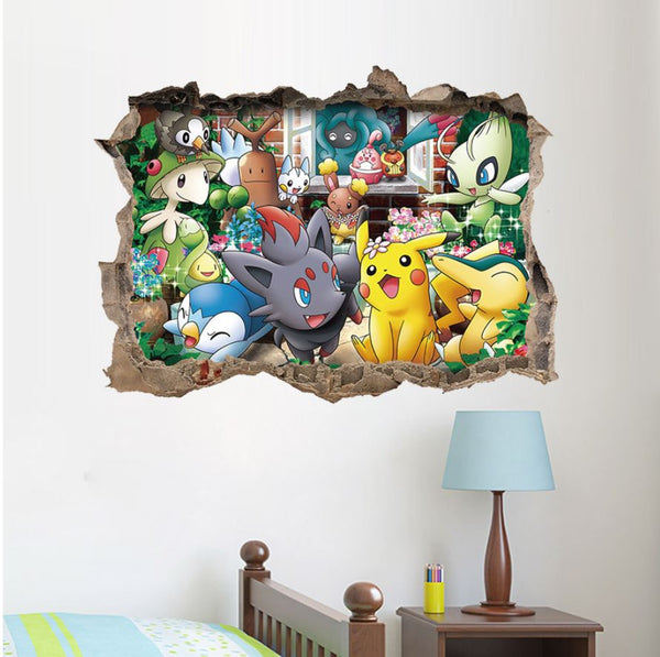 3D Pokemon Pikachu Wall Art Sticker Removable Kids Nursery Boy Vinyl Decal Decor