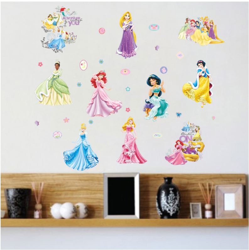 Wall Sticker Disney Princess Girl Removable Kids Girl Room Decal