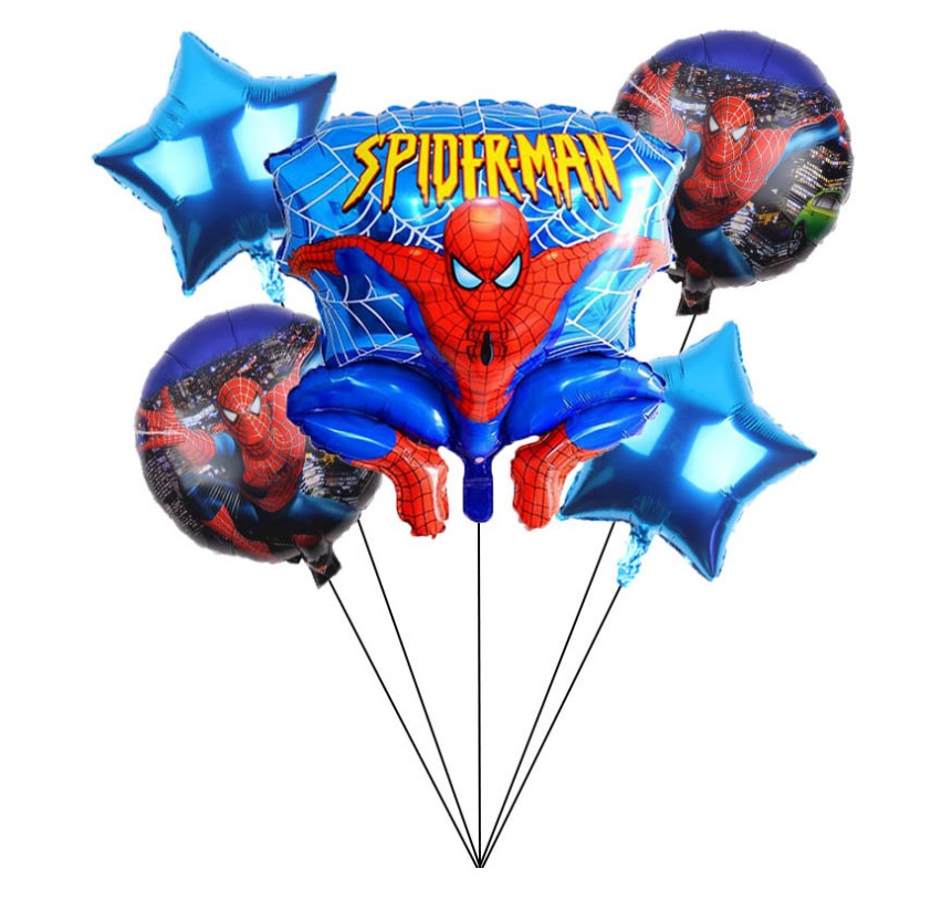 5PCS Spiderman Birthday Balloon Set Decoration Kit