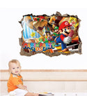 3D Wall Stickers Removable Mario Bros Party Game Kids Broken Wall Bedroom Decor