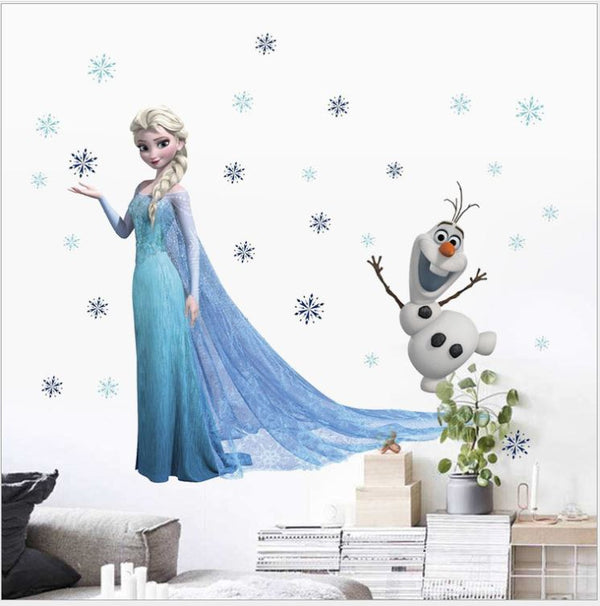 Disney Cartoon Frozen Elsa Anna Wall Sticker Removable Kids Girl Room Decal