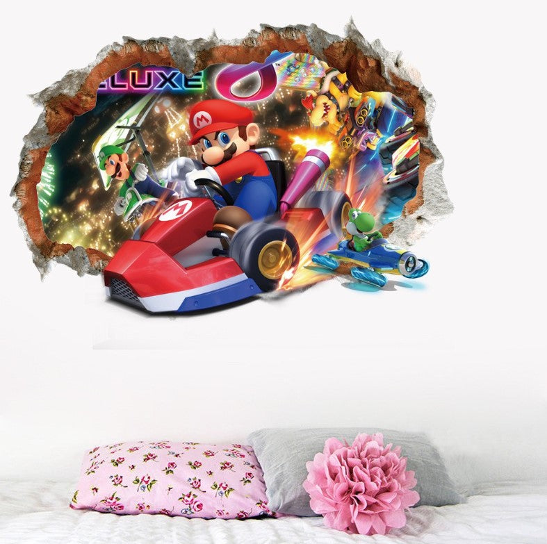 Super Mario Kart Removable 3D Wall Stickers for Kids Room