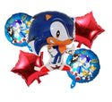 5PCS Sonic The Hedgehog Balloons Star Foil Balloon Birthday Party Decoration Set