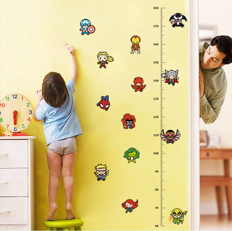 Marvels Avengers Height Kids Wall Stickers Removable Art Vinyl DIY Decal Boy