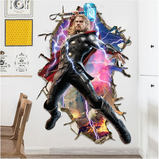 3D Wall Stickers Removable Thor Avengers Broken Wall Boy Room Decal