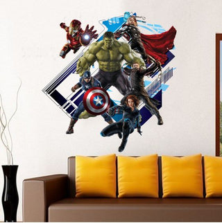 3D Wall Stickers Removable The Avengers Superhero Broken Wall Kid Boy Room Decal