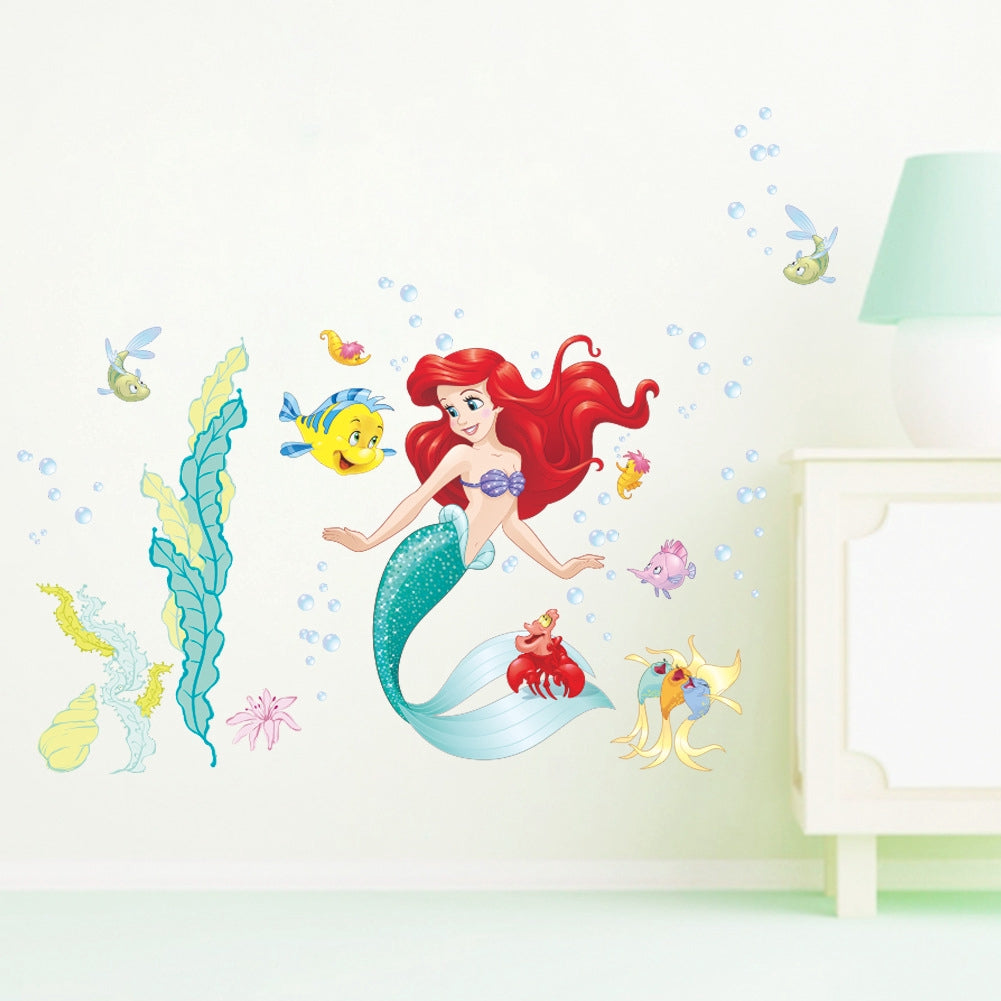 Wall Sticker Disney Princess Girl Removable Little Mermaid Kids Girl Room Decal
