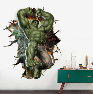 3D Wall Stickers Removable The Avengers Hulk Broken Wall Kid Boy Room