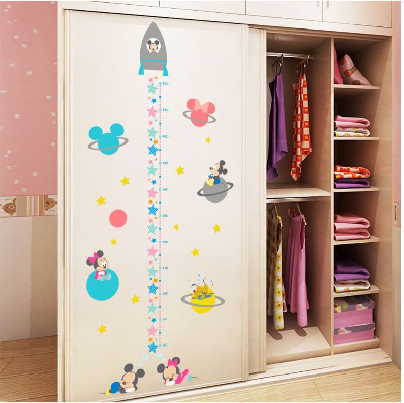 Kids Height Chart Wall Stickers Mickey Growth Measurement Ruler Removable Decal