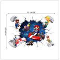 3D Wall Sticker Removable Super Mario Bros Game Kids Broken Wall Bedroom Decor