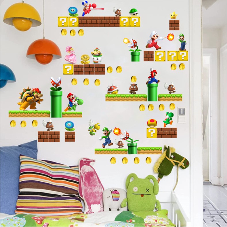 Super Mario Bros. Deluxe Wall Decals for Kids' Room Decor DIY