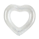 2 Sizes Inflatable Pool Float Swim Ring Heart Shape White Glitter