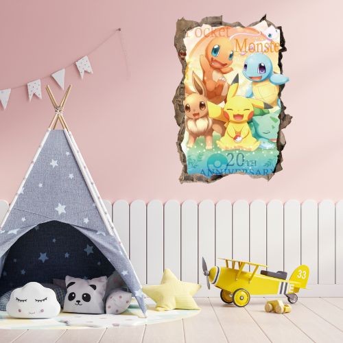 3D Pokemon Pikachu Wall Art Sticker Removable Kids Nursery Boy Vinyl Decal Decor