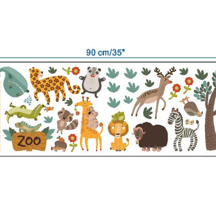 Zoo Animals Growth Chart Wall Sticker – Kids Height Measurement Wall Decal