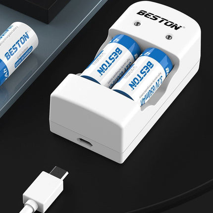 3.2V 2PCS 650mAh RCR123A Rechargeable Li - ion Battery And USB Charger Set - Go2buy Australia