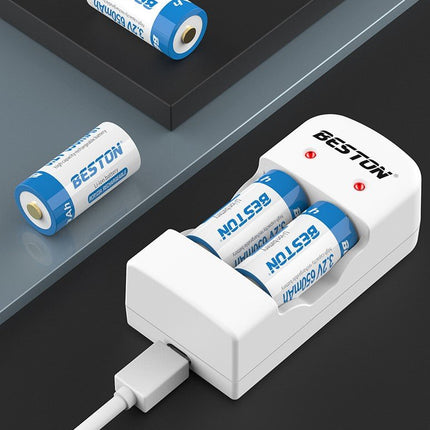 3.2V 2PCS 650mAh RCR123A Rechargeable Li - ion Battery And USB Charger Set - Go2buy Australia