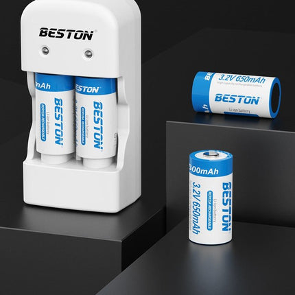 3.2V 2PCS 650mAh RCR123A Rechargeable Li - ion Battery And USB Charger Set - Go2buy Australia