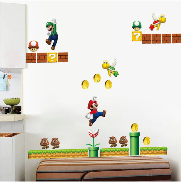 DIY Wall Stickers Removable Super Mario Game Kids Mural Room Decal Gift Vinyl