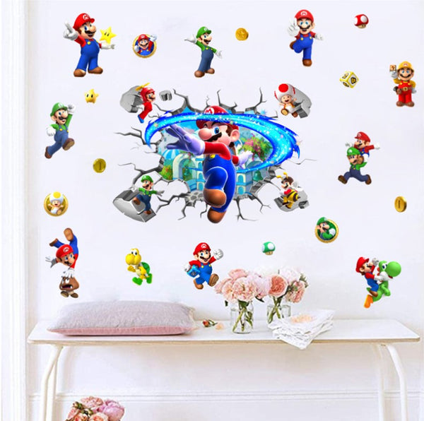 DIY Wall Stickers Removable Super Mario Game Kids Mural Room Decal Gift Vinyl