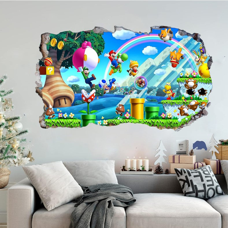 3D Super Mario Removable 3D Wall Stickers for Kids Room