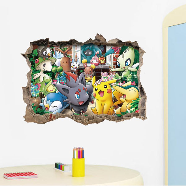 3D Pokemon Pikachu Wall Art Sticker Removable Kids Nursery Boy Vinyl Decal Decor