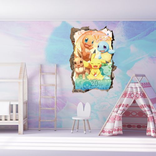 3D Pokemon Pikachu Wall Art Sticker Removable Kids Nursery Boy Vinyl Decal Decor