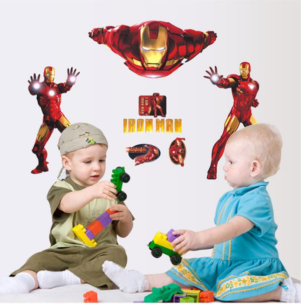 DIY Wall Stickers Removable Avengers Super Hero Iron Man Kids Mural Decal Boys