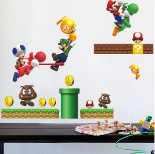 DIY Wall Stickers Removable Super Mario Game Kids Mural Room Decal Gift Vinyl