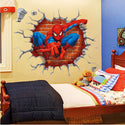 3D Wall Stickers Removable The Avengers Spider Man Broken Wall Kid Boy Room