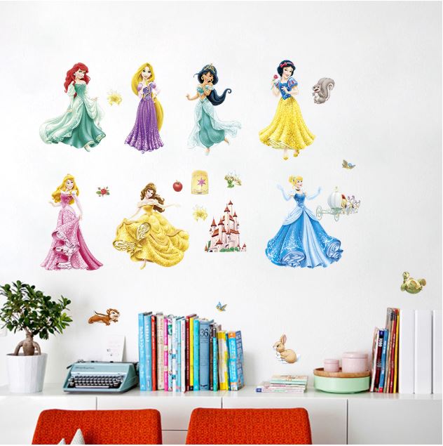 Wall Sticker Disney Princess Girl Removable Kids Girl Room Decal