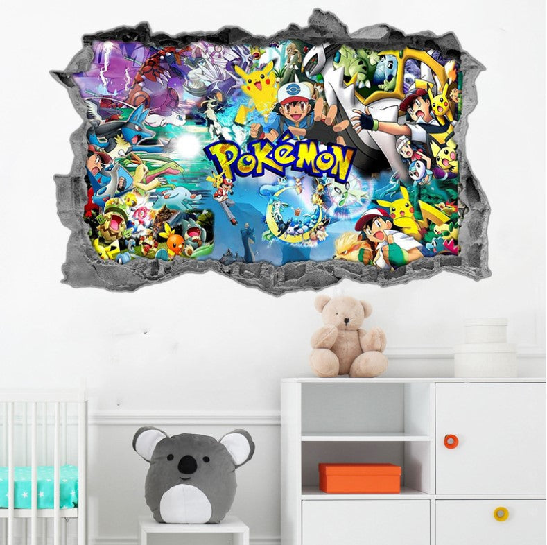 3D Pokemon Pikachu Wall Art Sticker Removable Kids Nursery Boy Vinyl Decal Decor