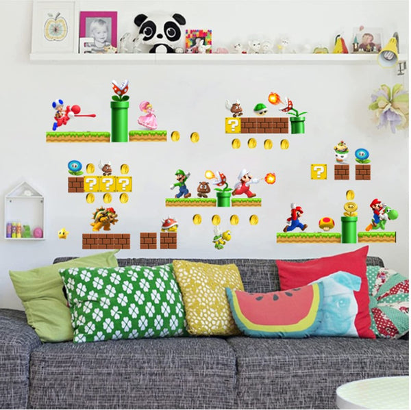 DIY Wall Stickers Removable Super Mario Game Kids Mural Room Decal Gift Vinyl