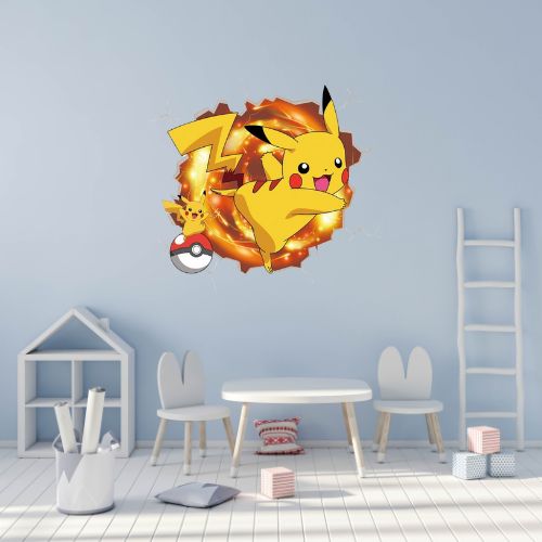 3D Pokemon Pikachu Wall Art Sticker Removable Kids Nursery Boy Vinyl Decal Decor