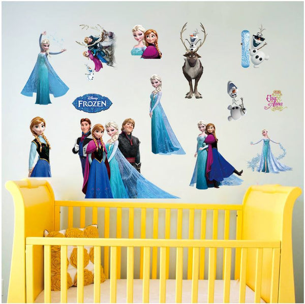 Disney Cartoon Frozen Elsa Anna Wall Stickers Removable Kid Girl Room Decor