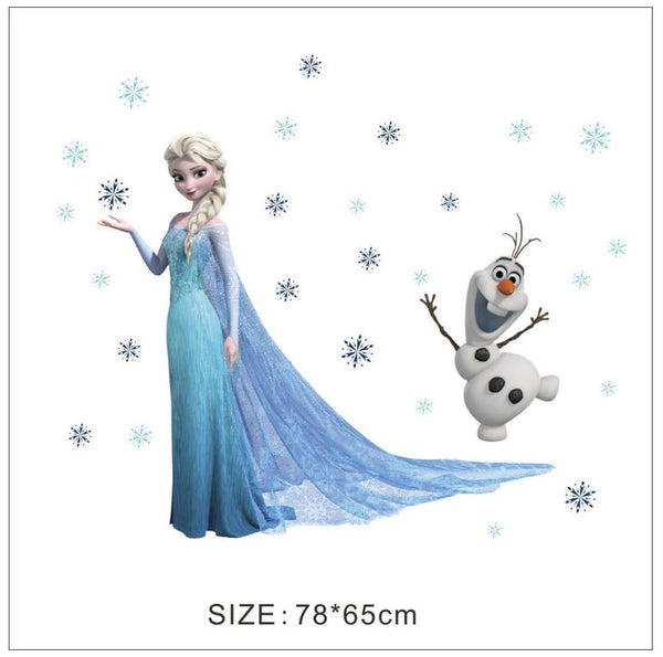 Disney Cartoon Frozen Elsa Anna Wall Sticker Removable Kids Girl Room Decal