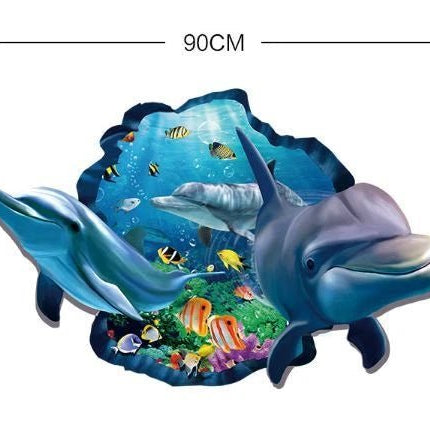 3D Dolphin Ocean Removable Wall Sticker – Underwater Wall Decal - Go2buy Australia