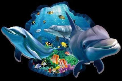 3D Dolphin Ocean Removable Wall Sticker – Underwater Wall Decal - Go2buy Australia
