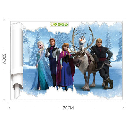 3D Frozen Elsa Anna Wall Stickers Removable Broken Wall Kid Girl Room Decal A - Go2buy Australia