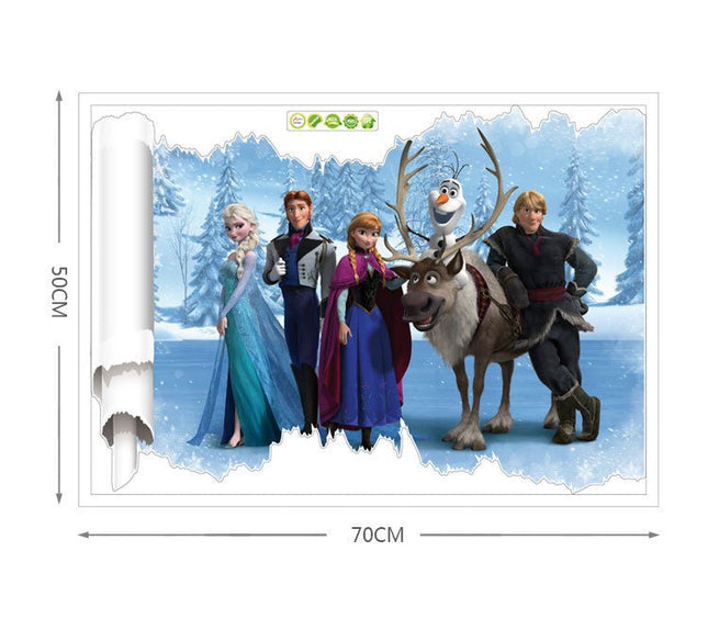 3D Frozen Elsa Anna Wall Stickers Removable Broken Wall Kid Girl Room Decal A - Go2buy Australia