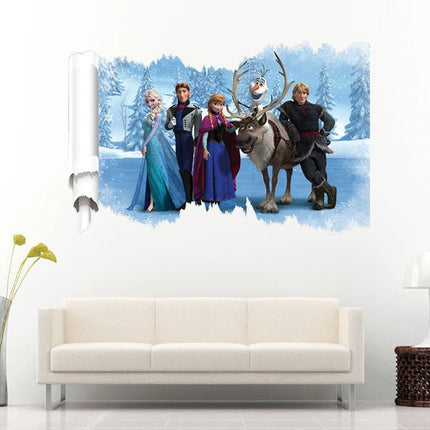 3D Frozen Elsa Anna Wall Stickers Removable Broken Wall Kid Girl Room Decal A - Go2buy Australia